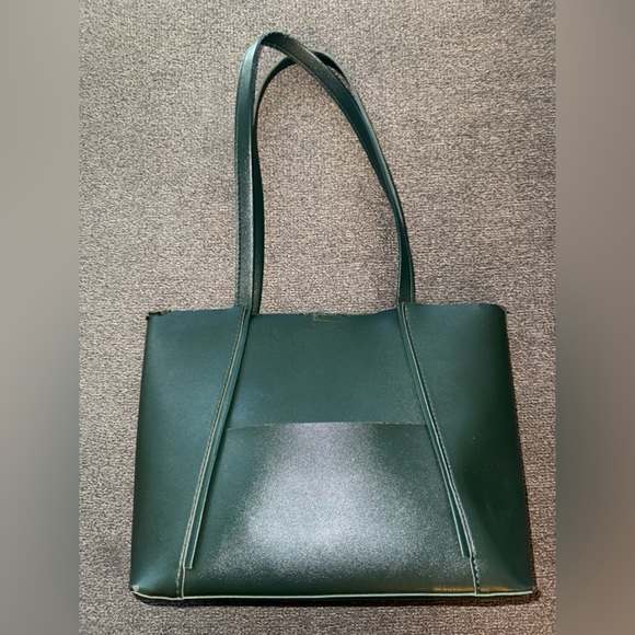 Structured Women Leather Handbag Shoulder Tote Satchel emerald green olive - Picture 5 of 12